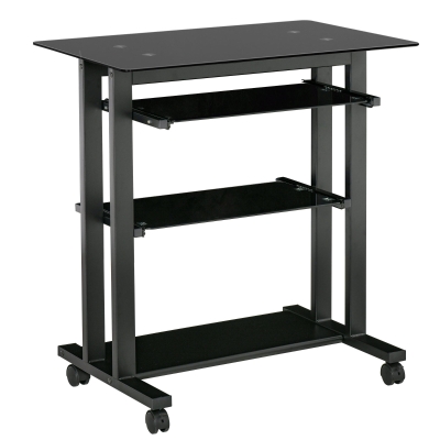 HOMCOM Computertisch mit Tastaturablage Metall Glas 80 cm x 51 cm x 83 cm