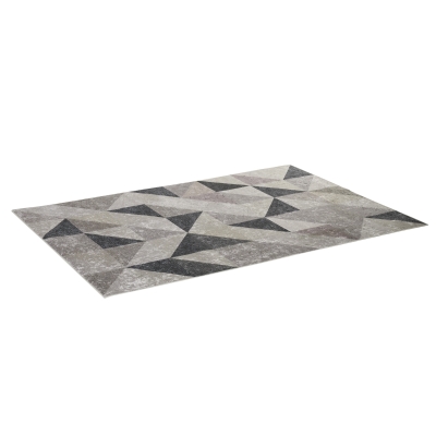 HOMCOM Teppich mit geometrischen Formen, Vliesbeschichtung, 120 x 170 cm x 0,6 cm, Dunkelgrau + Hellgrau