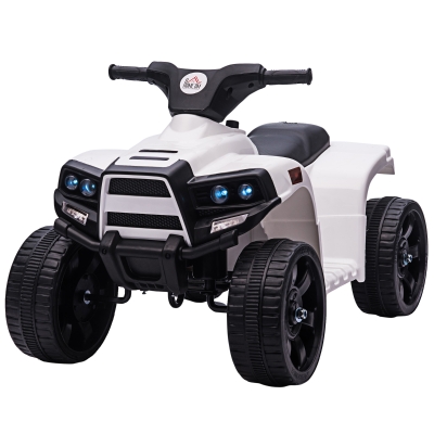 HOMCOM elektryczny quad dla dzieci ATV jeździk dla dzieci od 18 do 36 miesięcy elektryczny motocykl z 2 reflektorami elektryczny quad w kształcie standardowego pojazdu plażowego PP stal czarny + biały 65 x 40 x 43 cm