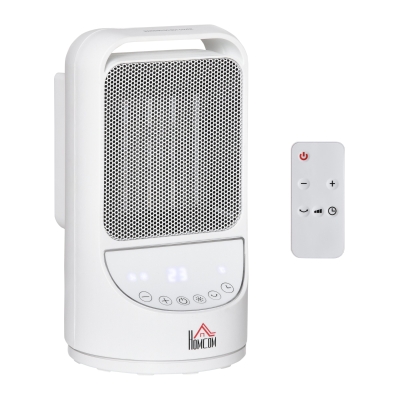 HOMCOM Heizgerät Heizlüfter 750W/1500W Keramik Elektroheizer mit 3 Stufen Warm 12-Stunden-Timer 45° Oszillation Heizer Heizung Wärme PP PBT Weiß