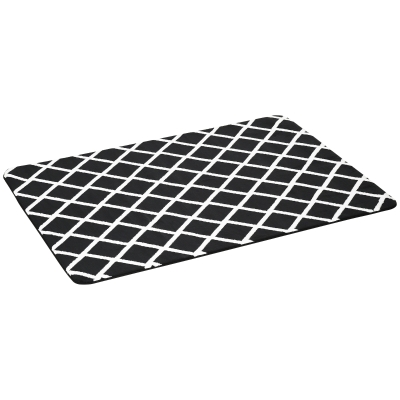 HOMCOM Teppich mit Rautenmuster, Vliesunterlage, 170 cm x 120 cm x 0,7 -0,8 cm, Schwarz + Weiß