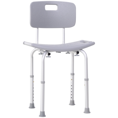 HOMCOM Chaise de Douche siège de Douche Ergonomique Hauteur réglable Pieds antidérapants Charge Max. 136 Kg alu HDPE Gris