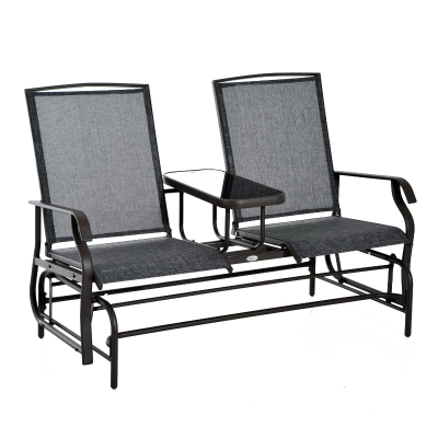 Outsunny Gartenbank Schaukelstuhl Sitzbank Schaukelbank Gartenstuhl mit Tisch Schaukel Bank 2-Sitzer