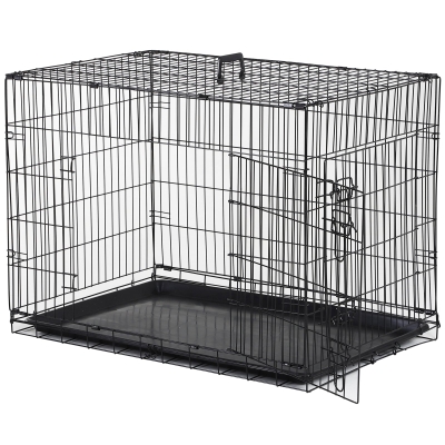 PawHut Caisse de Transport pour Chien Noire 91 x 61 x 67 cm