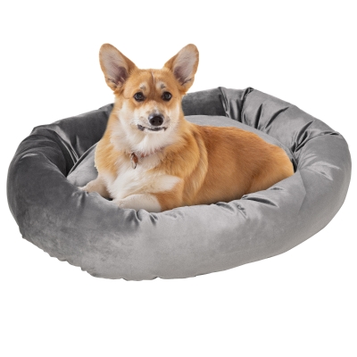 PawHut Lit pour chien chat panier pour chien orthopédique panier dodo donut chien rembourrage coton PP housse lavable déhoussable dim. 81,5L x 58l x 18H cm gris