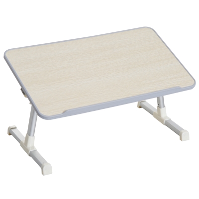 Homcom Table de Lit Hauteur Réglable en Métal Beige 54 x 30 x 32 cm