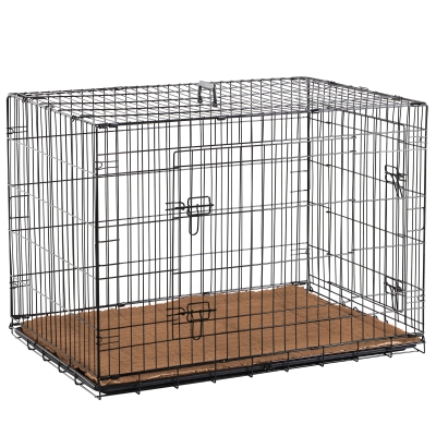 PawHut Caisse de Transport pour Chien Noire 91 x 61 x 76 cm
