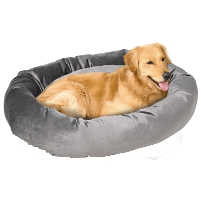 PawHut Lit pour chien chat panier pour chien orthopédique panier dodo donut chien rembourrage coton PP housse lavable déhoussable dim. 102L x 74l x 23H cm gris