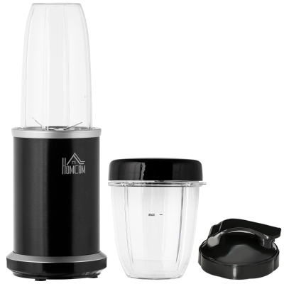 HOMCOM Blender compact 2 en 1 - 1000 W avec 2 bols amovibles 700ml et 350ml et couvercles