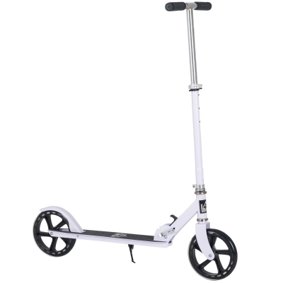 HOMCOM Patinete Plegable para Niños de 7-14 Años Scooter Infantil Manillar Ajustable en Altura de 4 Niveles con Freno 88x37x75-100 cm Blanco