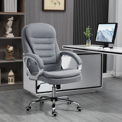 Vinsetto Grey Desk Chair Lumbar Support Adjustable Height Rock 360° Rolling Grey