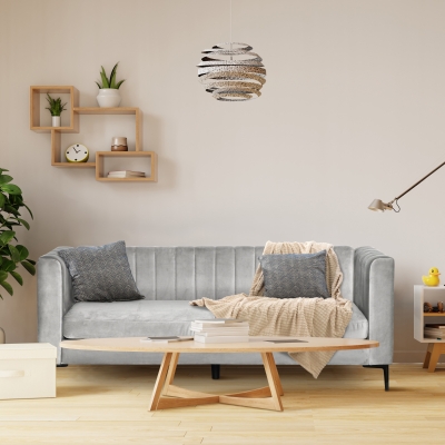Canapea cu 3 locuri din catifea gri 199x72x75cm