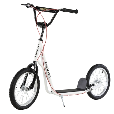 HOMCOM Kinderroller Scooter Tretroller Cityroller Kickscooter Roller Kinder Kickboard mit Luftreifen und Handbremse Scooter Kinder Wasserfest Faltbar ab 5 Jahre 16 Zoll Weiß 139 x 58 x 90-96 cm