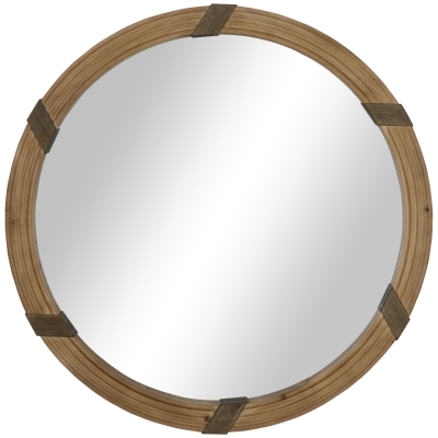 HOMCOM Spiegel im Boho-Style 78 cm x 78 cm x 5 cm mit Holzrahmen MDF Spiegelglas Natur