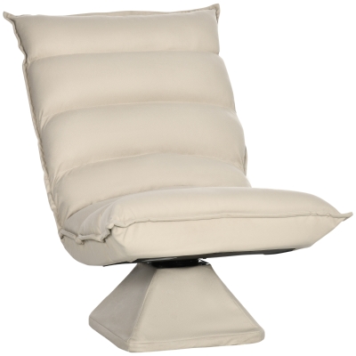 HOMCOM Fotoliu Relax din material capitonat cu pivotare la 360°, fotoliu rabatabil pe 3 nivele 62x62x95cm, bej