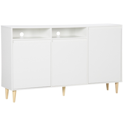 HOMCOM Sideboard 3 Schränke 2 Regale inkl. Kabelführungslöcher 150 cm × 35 cm × 90 cm Holzwerkstoff Kiefernholz Weiß