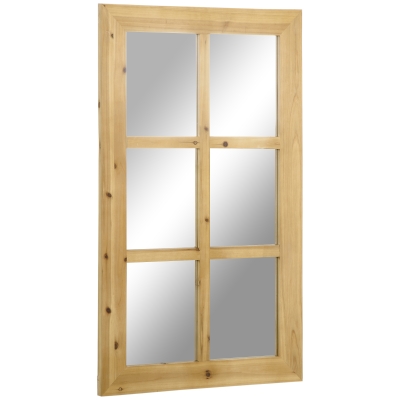 HOMCOM Spiegel in Fensteroptik 101,6 cm x 60,9 cm x 2 cm MDF-Holz Tannenholz Spiegelglas