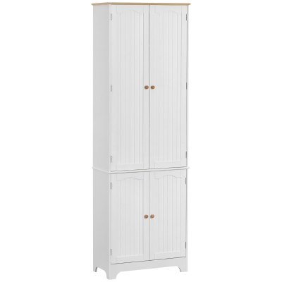 HOMCOM Küchenschrank Landhausstil 2 Schränke 6 Regale 61 cm x 30,5 cm x 183 cm MDF-Holz Weiß