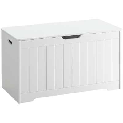 HOMCOM Sitzbank mit Stauraum Aufklappbarer Deckel 80 cm x 39,5 cm x 46 cm MDF-Holz Weiß