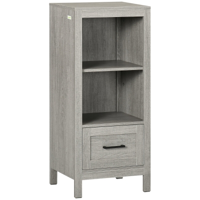 kleankin kleakin Badezimmerschrank 1 Schrankfach 2 Regale Holzoptik 40 cm × 30 cm × 89 cm Holzwerkstoff Grau