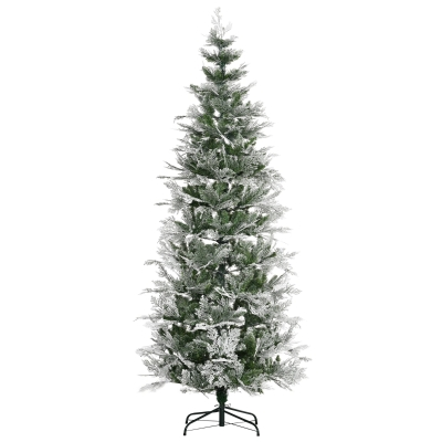HOMCOM Sapin arbre de Noël artificiel 880 branches enneigées+ support pied pliable hauteur 225 cm vert