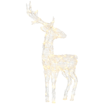 Outsunny Renne lumineux décoration de Noël 80 LED avec 4 piquets de fixation - 50 x 40 x 90 cm