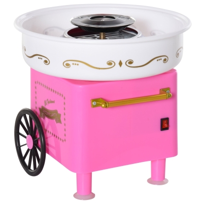 Homcom Machine Barbe à Papa avec Chariot Rose 30 x 10 x 10 cm