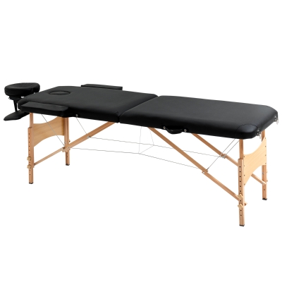 Table de massage pliante 2 zones avec sac et accessoires noir