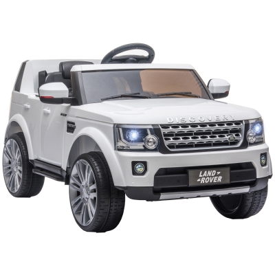 HOMCOM Coche Eléctrico para Niños de +3 Años Landrover con Licencia Control Remoto Batería 12V y 2 Motores Velocidad de 3-5 km/h 102,5x69x55,4 cm Blanco