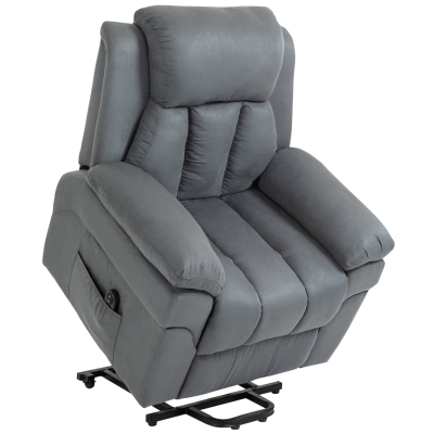 HOMCOM Elektrischer Fernsehsessel Sessel mit schlaffunktion und liegefunktion Aufstehsessel Relaxsessel Sessel mit Aufstehhilfe, Grau, 96 x 93 x 105 cm