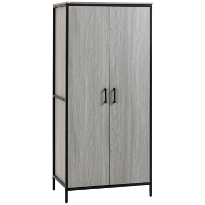 HOMCOM Armadio Guardaroba 2 Ante con Scomparti e Barra Appendiabiti 80x50x179cm, Grigio