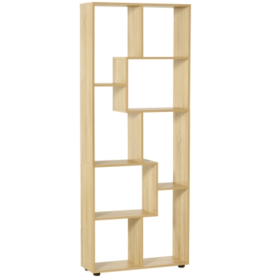 HOMCOM Bibliothèque étagère Zig zag Design Contemporain 70L x 24l x 178H cm Panneaux Particules Bois naturel