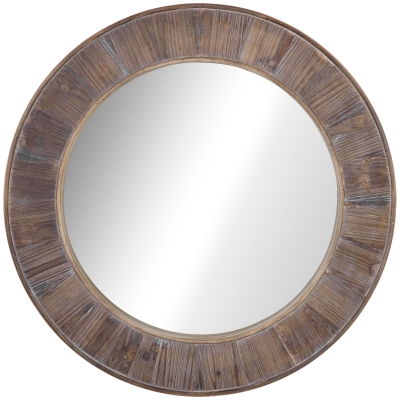 HOMCOM Miroir rond mural en bois de pin style naturel Ø 79 cm
