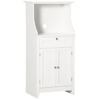 HOMCOM Meuble armoire micro-ondes pour cuisine avec 1 tiroir, 2 Portes 60 x 40 x 122,5 cm - MDF - Blanc