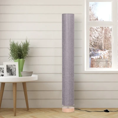 HOMCOM 47"(120cm) Modern Wooden Floor Lamp for Bedroom, Living Room with Fabric Linen Shade, Grey