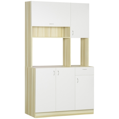 HOMCOM Armoire de cuisine contemporaine -armoire de rangement- buffet haut - 5 portes, 1 tiroir, 3 niches - 102 x 48 x 180 cm
