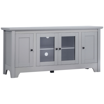 HOMCOM TV-Bank Vintage Design 134,5 cm × 40 cm × 63 cm 3 Schränke 2 Glastüren MDF-Holz Grau