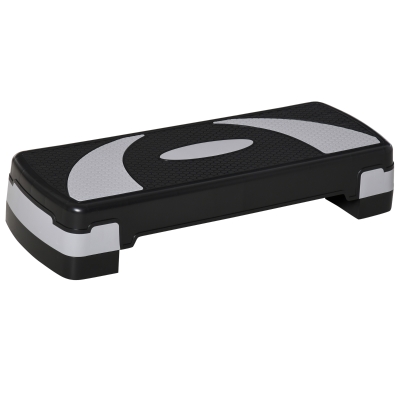 HOMCOM Aerobic-Stepper 3-stufig höhenverstellbar 80 x 31 x 20 cm Schwarz+Grau