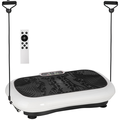 HOMCOM Vibrationsplatte mit 99 Stufen, 2 Fitnessbändern 73 x 40 x 13cm Weiß+Schwarz