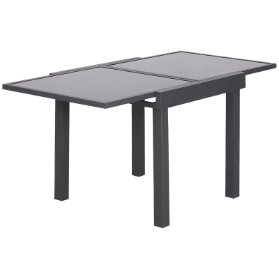Outsunny Mesa de Jardín Mesa Extendida de Aluminio Mesa de Comedor Rectangular Tabla Vidrio Templado Carga 50kg para Terraza Patio Exterior Ofrecer Espacio Extra