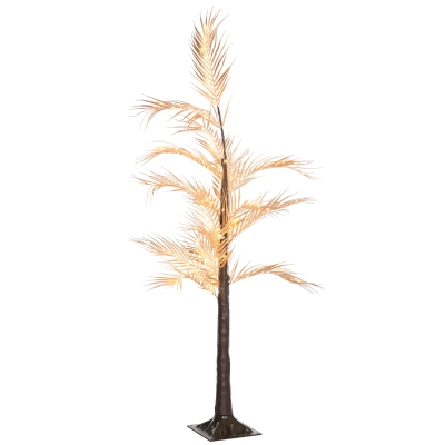 HOMCOM Árvore Palmeira com 150 Luzes LED IP44 Branco Quente Árvore Decorativa para Festas Interior 21x21x150cm Dourado