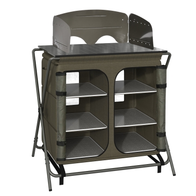 Outsunny Armario Cocina de Camping Plegable con Paraviento 6 Estantes Bolsa de Almacenaje Puertas con Cremallera para Acampada Picnic 94x57x109 cm Verde