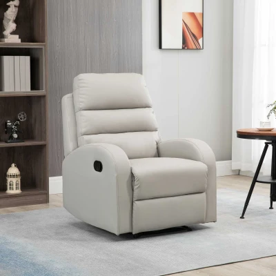 HOMCOM Poltrona Reclinabile Ergonomica Ecopelle Grigio con Poggiapiedi