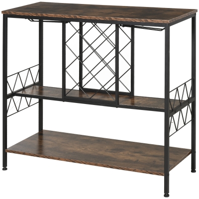 HOMCOM Étagère à Vin 7 Bouteilles Porte Bouteilles casier à vin avec Support Verres Meuble de rangement pour Cuisine, Bar, Salle à Manger, Cave, Aspect Vieux Bois
