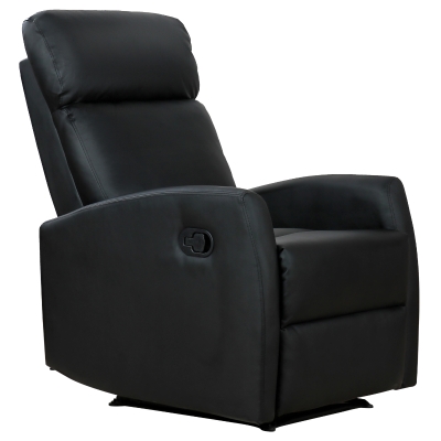 HOMCOM Fauteuil de Relaxation inclinable 170° avec Repose-Pied Ajustable revêtement synthétique Noir