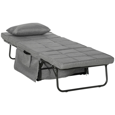 HOMCOM Klappbett 4-in-1 Sessel Ottomane Liege 188 x 75 x 38 cm Grau