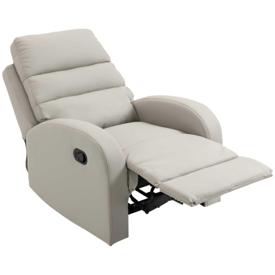 HOMCOM Poltrona Reclinabile Ergonomica Ecopelle Grigio con Poggiapiedi