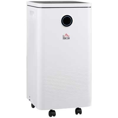 HOMCOM Luftentfeuchter, 5 Programme, 10L Wasser/Tag, Steuerung über WLAN/Google/Alexa, sehr leise, weiß, 25 x 25 x 50cm