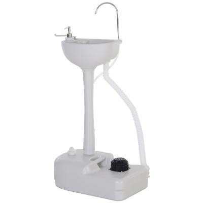 Outsunny Lavabo Portatile da Campeggio con 2 Ruote, Maniglia, Serbatoio Acqua 17L e Serbatoio Sapone 3.5L