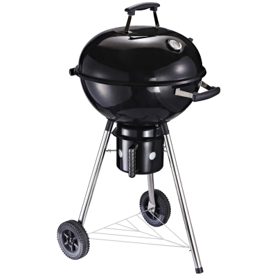 Outsunny Barbecue in Ghisa con 2 Ruote 2 Griglie Coperchio e Termometro 50x63x94cm